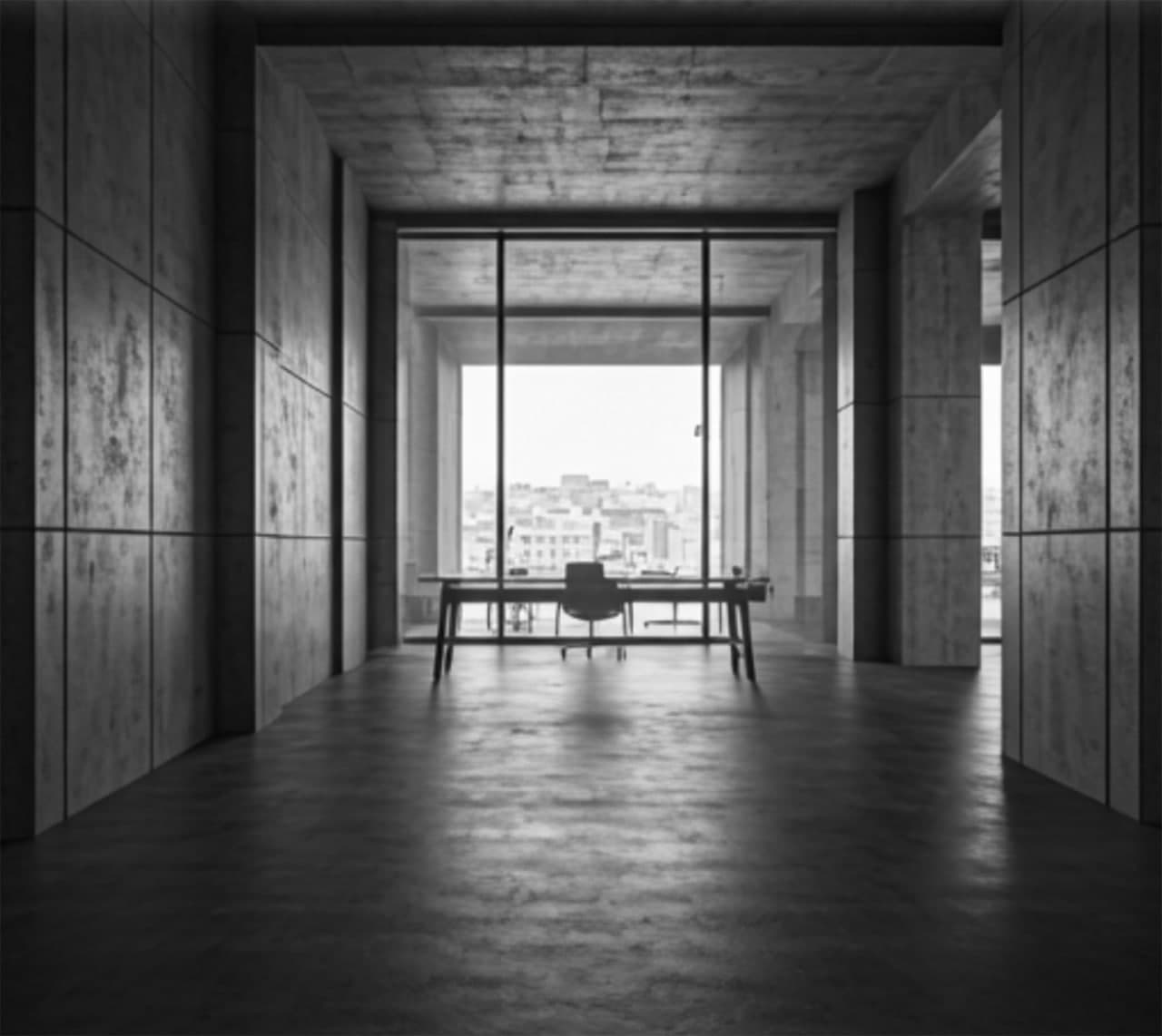 Brutalist office interior